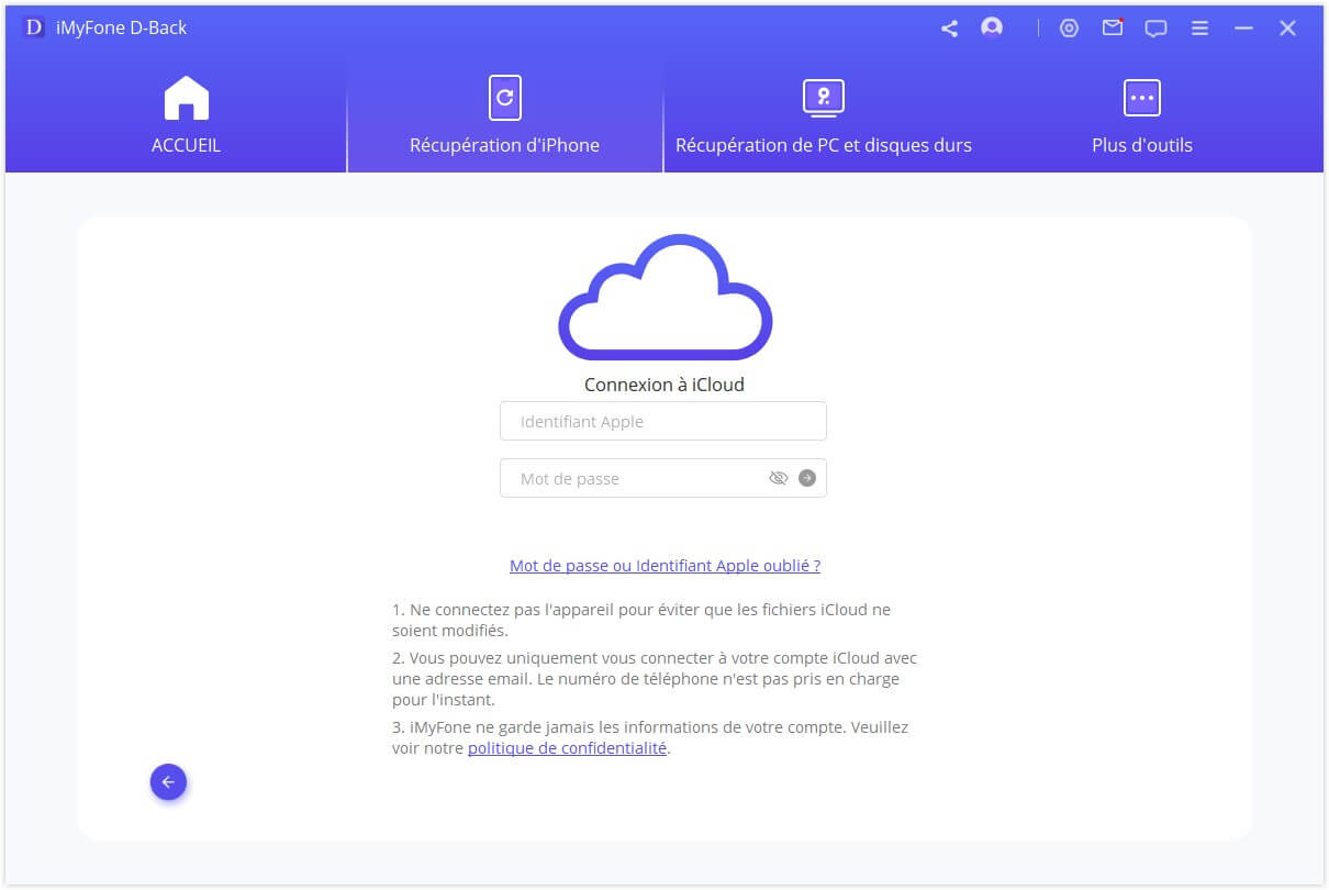 recuperer les donnees icloud